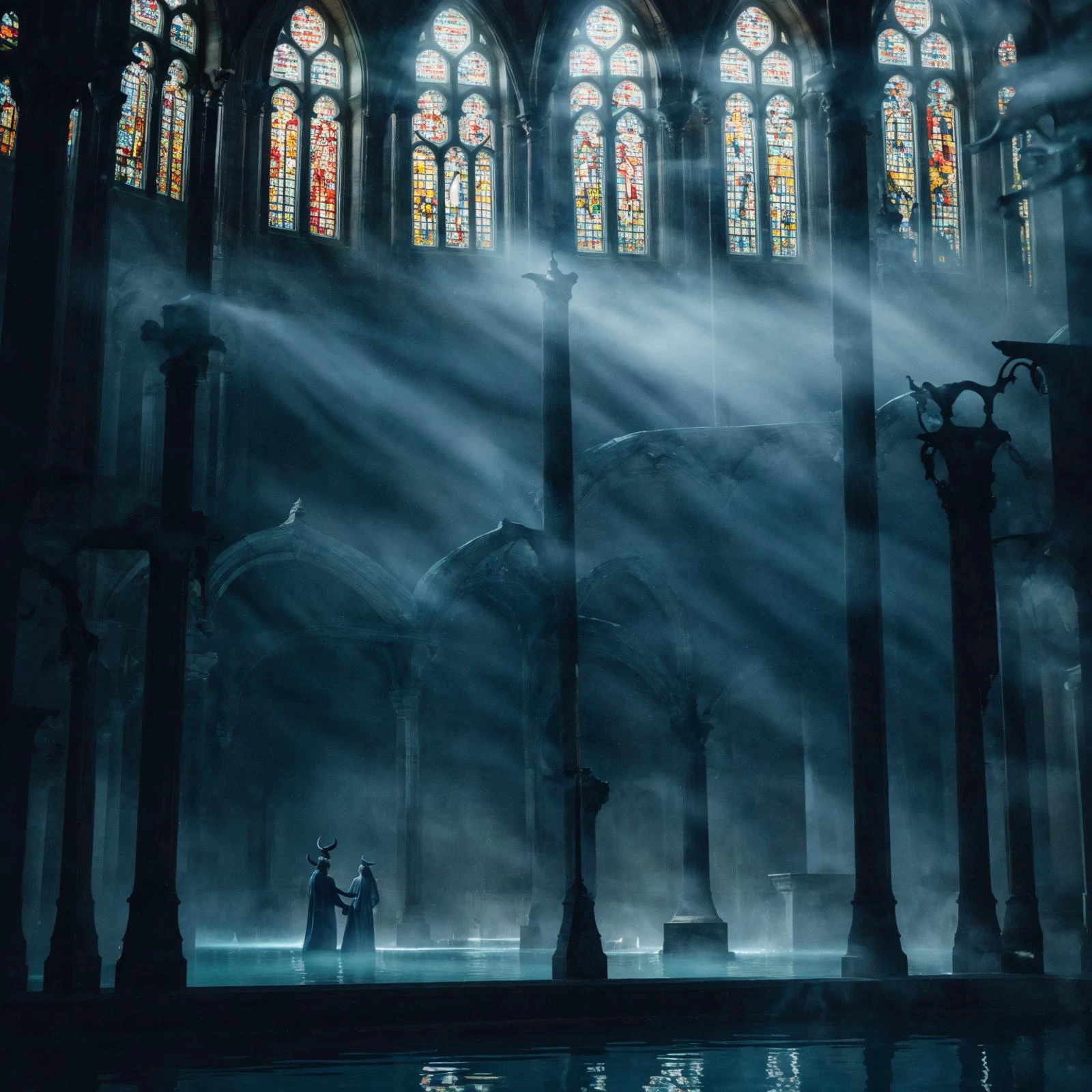 realistic analog photo, award winning photo,
<lora:FantasyBath:0.75> fanbath, arches, stained glass windows, steaming water, glowing water, underwater lights,
<lora:DemonicT:0.75> DemonicT, blue skin, black sclera, colored sclera, colored skin, yellow eyes, demon wings, demon horns, slit pupils,
RAW, highres, 8k, uhd, High Dynamic Range, tonemapping, crisp details,