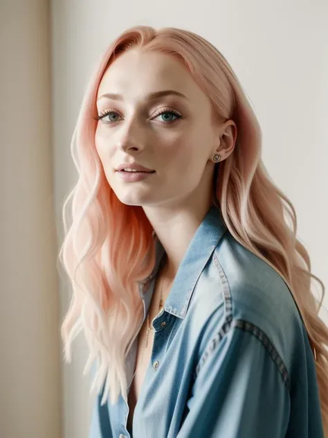 Sophie turner, portrait, photo, analog style, 4k, 8k, warm tones, sidelighting, professional photography, diffuse light