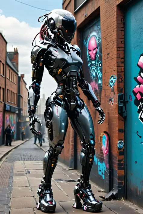 RAW photo of a <lora:madpunk:0.8> madpunk <lora:just_another_Cyborg_LoRa_SDXL:0.8> c1bo cyborg (Kicking up heels, carefree playfulness) at a Augmented reality street art on urban walls, super detail, ultra-realism, <lora:xl_more_art-full_v1:0.3>, <lora:cine:0.7> cin3 , <lora:Faceless_Cyborgs:1> noface, cyborg <lora:quality1:1>