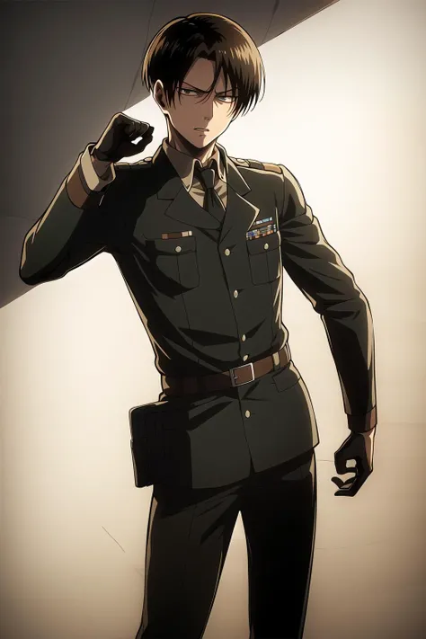 <lora:1zgame_leviackerman_v1:0.8>,leviackerman\(1zgame\),1boy,solo, suit,pose,portrait,military_uniform,full body