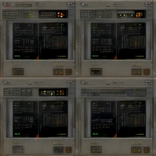 90s shooter texture, BREAK
grey panels with tech elements and screens <lora:freedoom_textures-10:1.25>