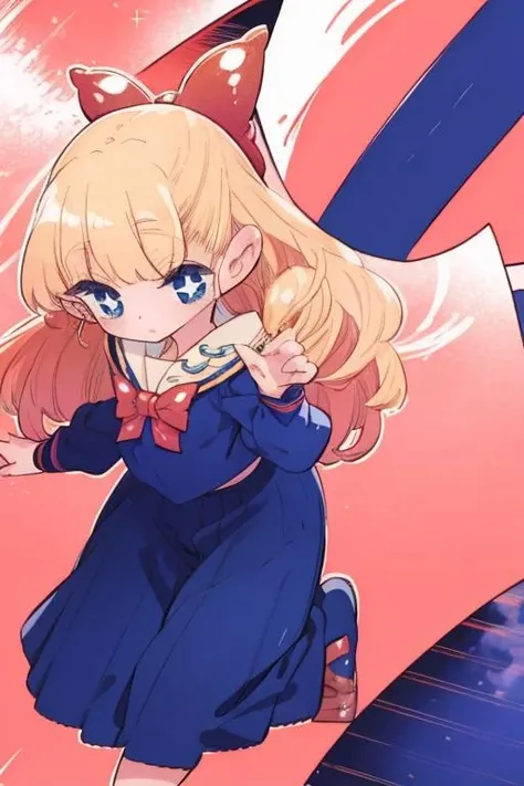 <lora:0004arigasaki:1>,arigasaki,pose,blonde hair,red_hair_ornament,dark blue serahuku,