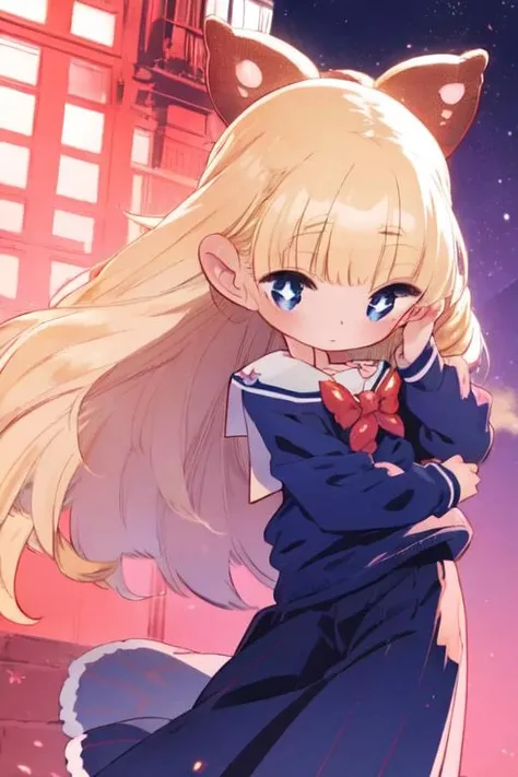 <lora:0004arigasaki:1>,arigasaki,pose,blonde hair,dark blue serahuku,
