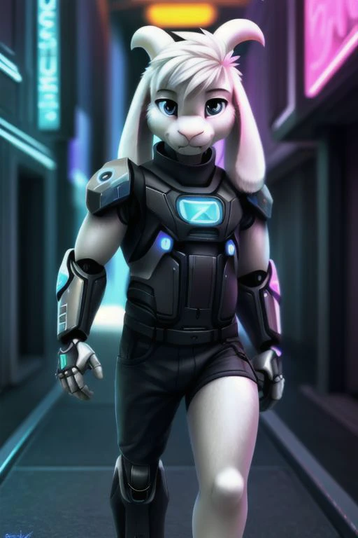 uploaded on e621, ((by coopitchu, by bloominglynx, by simonsquared)), ((detailed fluffy fur)), solo, (((, chi9))), (goat), (((white fur))), PunkAI, (mecha, sci fi, futuristic, cables, wires, neon lights, cyberpunk:1.2), (cyborg arms:0.5), cyberpunk edgerunner, techno enhanced body, metallic skin, neon highlights, robotic limbs, mechanical joints, shirtless, (indoors, hacker room, soldier, robotic limbs, (black pants), ((Asriel)), white hair, cartoon, anthro, (soft shading), 4k, hi res, five fingers, paws, detailed hands, ((detailed face)), (((face portrait))), walking, (detailed background, depth of field, half body shadow, sunlight, ambient light on the body), (masterpiece, best quality, ultra realistic, 4k, 2k, (intricate:0.9), (high detail:1.4), film photography, (soft focus:1.2), RAW photo, photorealistic, analog style, subsurface scattering, photorealism, absurd res)
