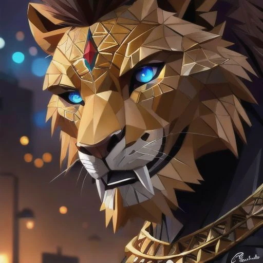 half human half lion warrior ,closeup, fangs , detailed, mercenary,  photorealistic, best quality, concept art, hyper detailed, no helmet, ((light bokeh)), intricate, (steel metal [rust]), elegant, sharp focus, photo by greg rutkowski, soft lighting, vibrant colors, (masterpiece), ((streets)), (detailed face)+, eye iris, trending on artstation, sharp focus, unreal engine, 8k, uhd, studio photo