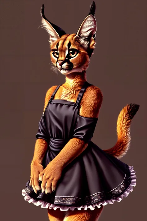 highres,(intricate details:1.2),(perfect details), unity CG 8K wallpaper,masterpiece,1girl, furry, anthro, caracal,caracalcat,ningmao,adorable, maid dresss, <lora:add_detail:0.4> <lora:aki:0.9>