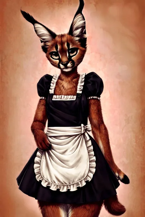 highres,(intricate details:1.2),(perfect details), unity CG 8K wallpaper,masterpiece,1girl, furry, anthro, caracal,caracalcat,ningmao,adorable, maid dresss, <lora:add_detail:0.4> <lora:aki:0.9>