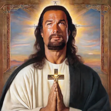 portrait of steven segal man as Jesus Christ the savior of man