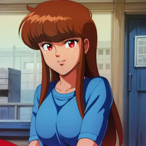 <lora:Priscilla003:0.7>,<lora:add_detail:0.6>,<lora:noline:0.3>,<lora:boldline:-0.3>,looking at viewer,parted lips,smile,
Priscilla,1girl,brown hair,long hair,sidelocks,red eyes,
blue shirt,bright interior,