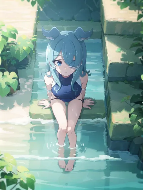 <lora:elira_pandora_vtuber_v1:1>elira,cover eye,swimsuit