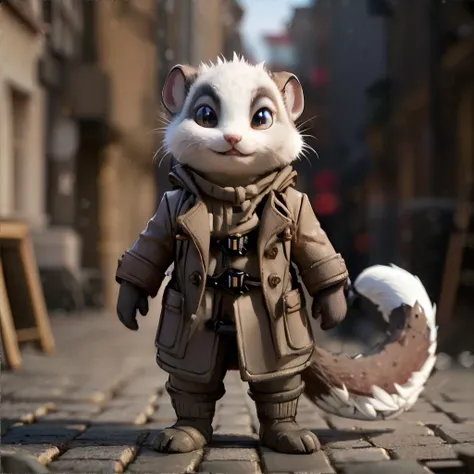 <lora:gentlecatstyle:0.7> style by gentlecat, <lora:ferret:0.5>, ferret wearing peacoat, no humans || masterpiece, perfect quality, sharp focus, shallow depth of field, 8k