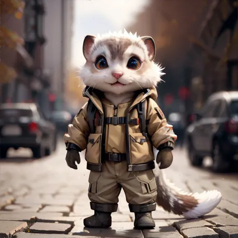 <lora:gentlecatstyle:0.7> style by gentlecat, <lora:ferret:0.5>, ferret wearing hiking jacket, no humans || masterpiece, perfect quality, sharp focus, shallow depth of field, 8k
