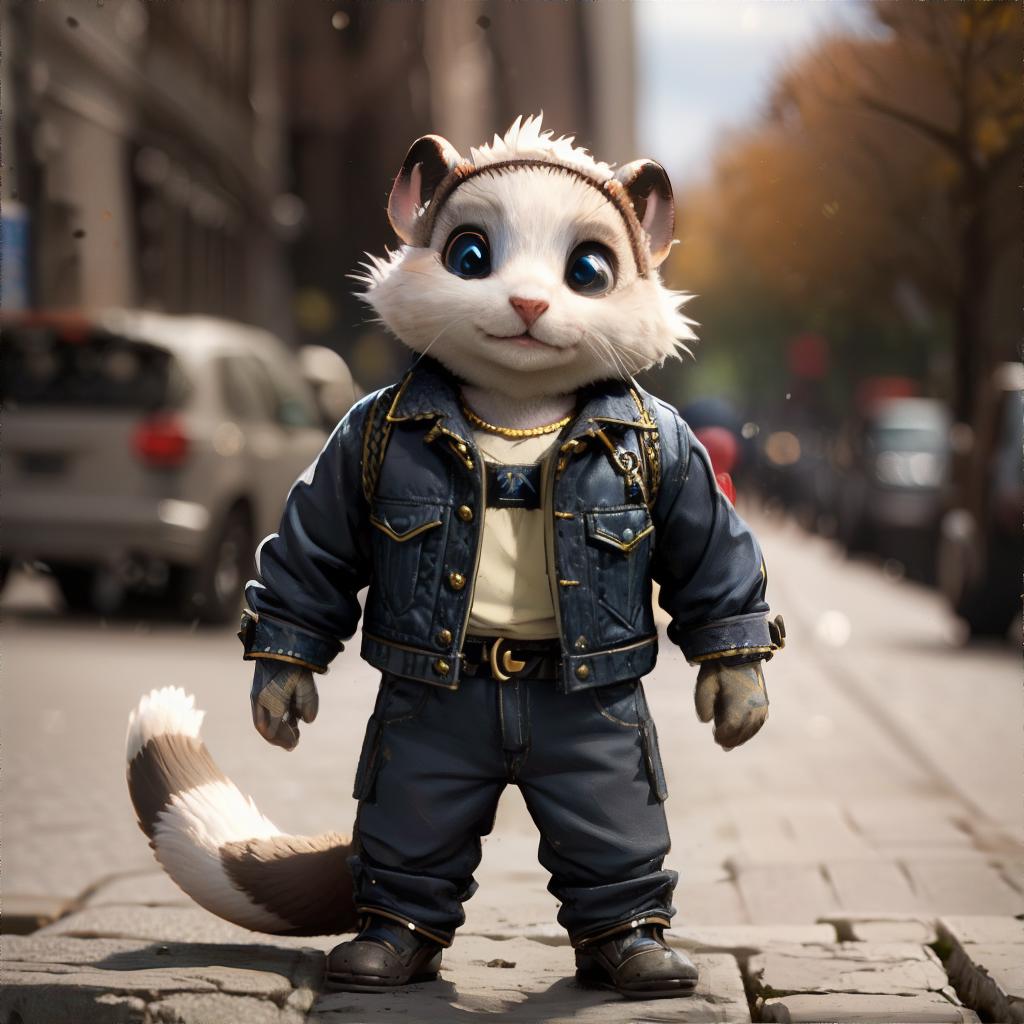 There is a cat that is standing on the street - SeaArt AI