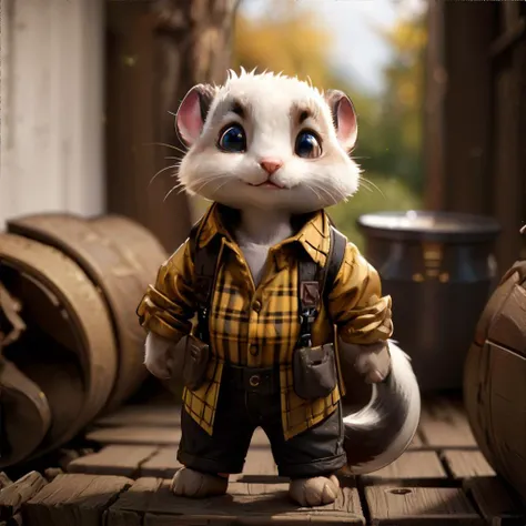 <lora:gentlecatstyle:0.7> style by gentlecat, <lora:ferret:0.5>, ferret wearing flannel shirt, no humans || masterpiece, perfect quality, sharp focus, shallow depth of field, 8k