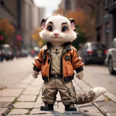 <lora:gentlecatstyle:0.7> style by gentlecat, <lora:ferret:0.5>, ferret wearing bomber jacket, no humans || masterpiece, perfect quality, sharp focus, shallow depth of field, 8k