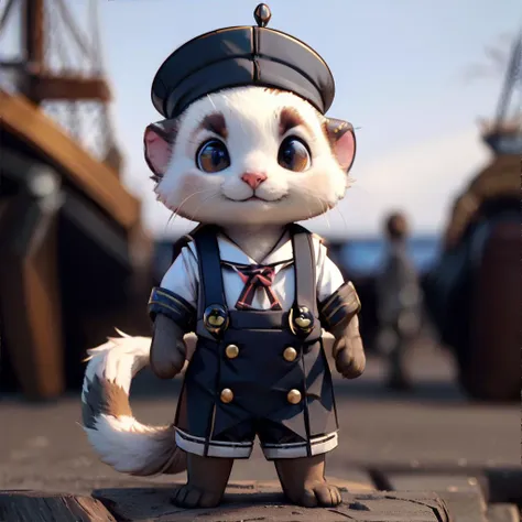 <lora:gentlecatstyle:0.7> style by gentlecat, <lora:ferret:0.5>, ferret wearing vintage sailor uniform,, no humans || masterpiece, perfect quality, sharp focus, shallow depth of field, 8k