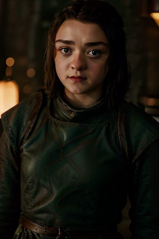 A highly detailed cute photograph of 20MWAS23 as Arya Stark little girl, game of thrones, cinematic lighting, cinematic depth of field, 8K