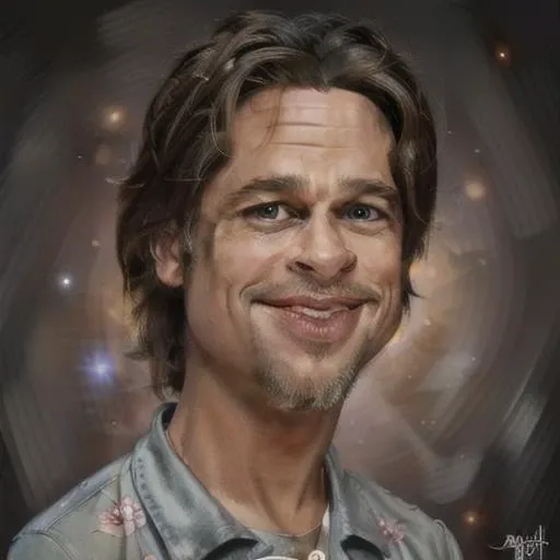 a photo of ( Brad Pitt BREAK Ken from toy, toy body joints,body plastic as Brad manequin ,toy BREAK a chickens lot of them in the farm, barby,(pos:0.1)), death star style, tops trading card of a martian, grunge style artwork, 4k, headshot, under the bright moon in the desert, distressed, simple, faded neon background, scratched, In the style of deep space, risograph