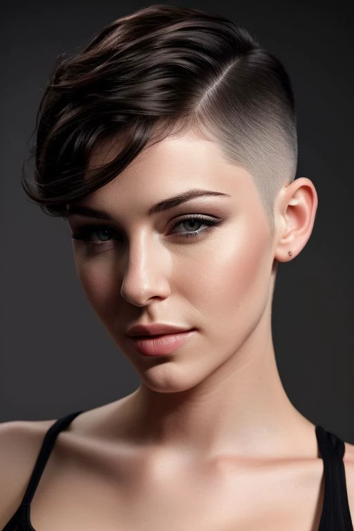 (CR-MadalinaP1ca-jjonahjameson:0.9), full color portrait of woman, (slick undercut hair:1.1),
masterpiece, best quality, sharp focus, 8k highres, ultra-detailed, rim light, (grey background:1.0),