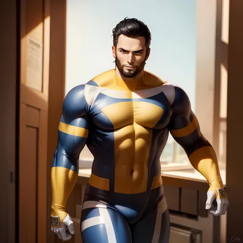((masterpiece, best quality)), cowboy shot, solo,1boy, muscular, bodysuit, black hair, short hair, beard, the immortal, <lora:The_Immortal1:0.6>
