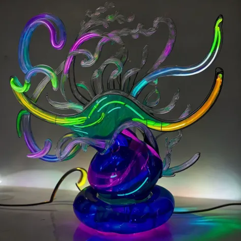 <lora:glassart1rep2:1> glasssculpture, neon rainbow