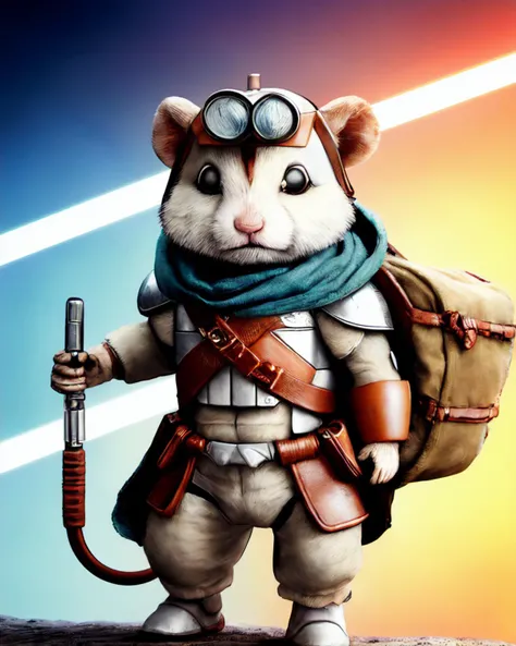 Cute hamster ridley as wb17_din_djarin was-mecha in the style of HridleyXL