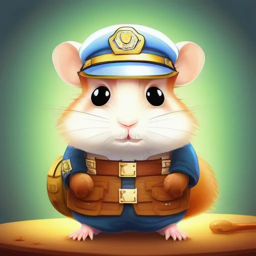 Cute hamster ridley as a policeman in the style of HridleyXL