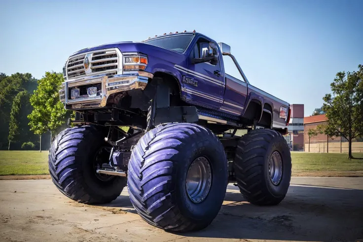 (masterpiece, best quality:1.2), ultra-detailed, (English violet truck:1.3) EdobMonsterTruck, (realistic:1.5), <lora:EdobMonsterTruck_v1.0:1>