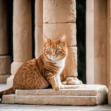 photo, medium-close establishing scene, GingerTomCat in Egypt