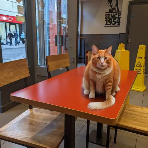 photo of a ginger cat sitting, style by GingerTomCat
