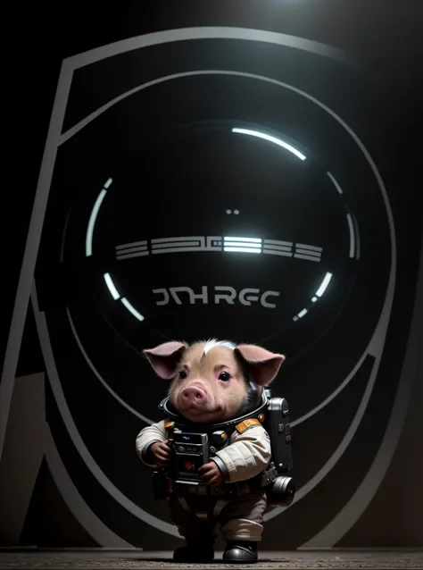 ultra wide angle, in focus, epic background, gorgeous lifelike, moody, , dynamic pose of a [baby yoda:mini pig:8] in spacesuit , the full and whole body, full length shot, hyper details, lighting art, 
[[Star wars background]],
cinematic, insane details, intricate details, hyperdetailed, hdr, goth,