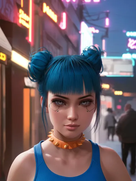 (best quality, detailed:1.4), blue moon cyberpunk, double bun, extra pupils, running, night club, neon,<lyco:Blue Moon v1.9-lc:0.75>