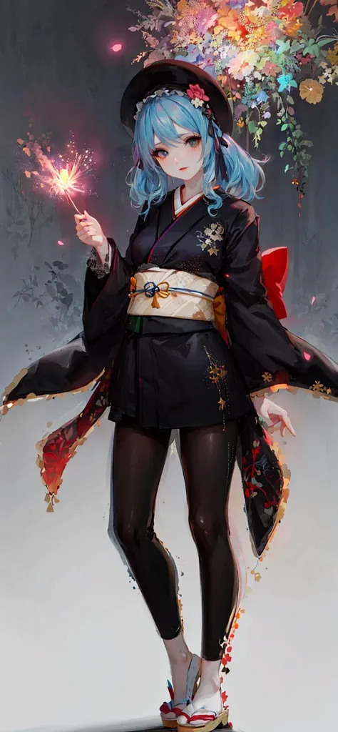 best quality, masterpiece, cinematic lighting, intricate, cinematic detailed background, detailed face, full body, (outline:1.2), (popart:1.3), lineart,
1girl, standing on one leg, (kimono:1.2), skistyle, fireworks, head tilt,
<lora:aoi_14:0.8>