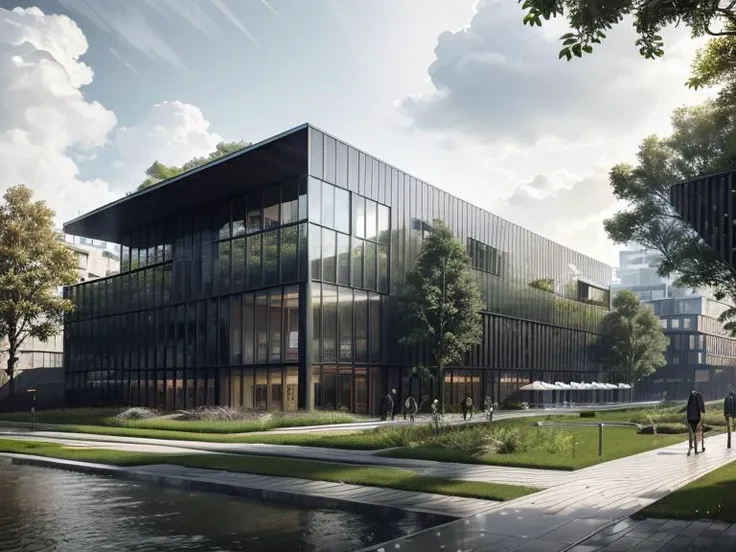 multistory, architecture, outdoor living space, street view, nature, green cover, rain, photo realistic, (masterpiece, best quality, ultra high res:1.2) building, dramatic, <lora:multistory:0.7>
