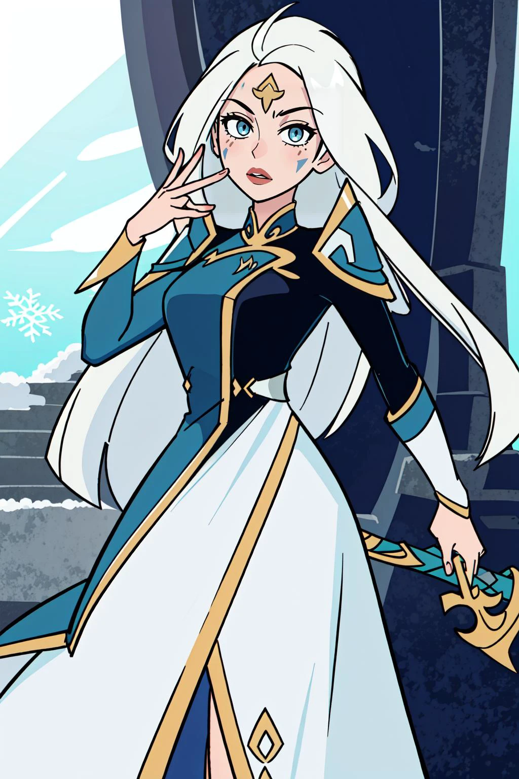 (masterpiece, best quality), intricate details,
1girl, <lora:Winterblessed_Diana:0.8> winterblessed diana, dress, pauldrons, long hair, white hair, forehead mark,
<lora:kim_possible_offset:0.8>
