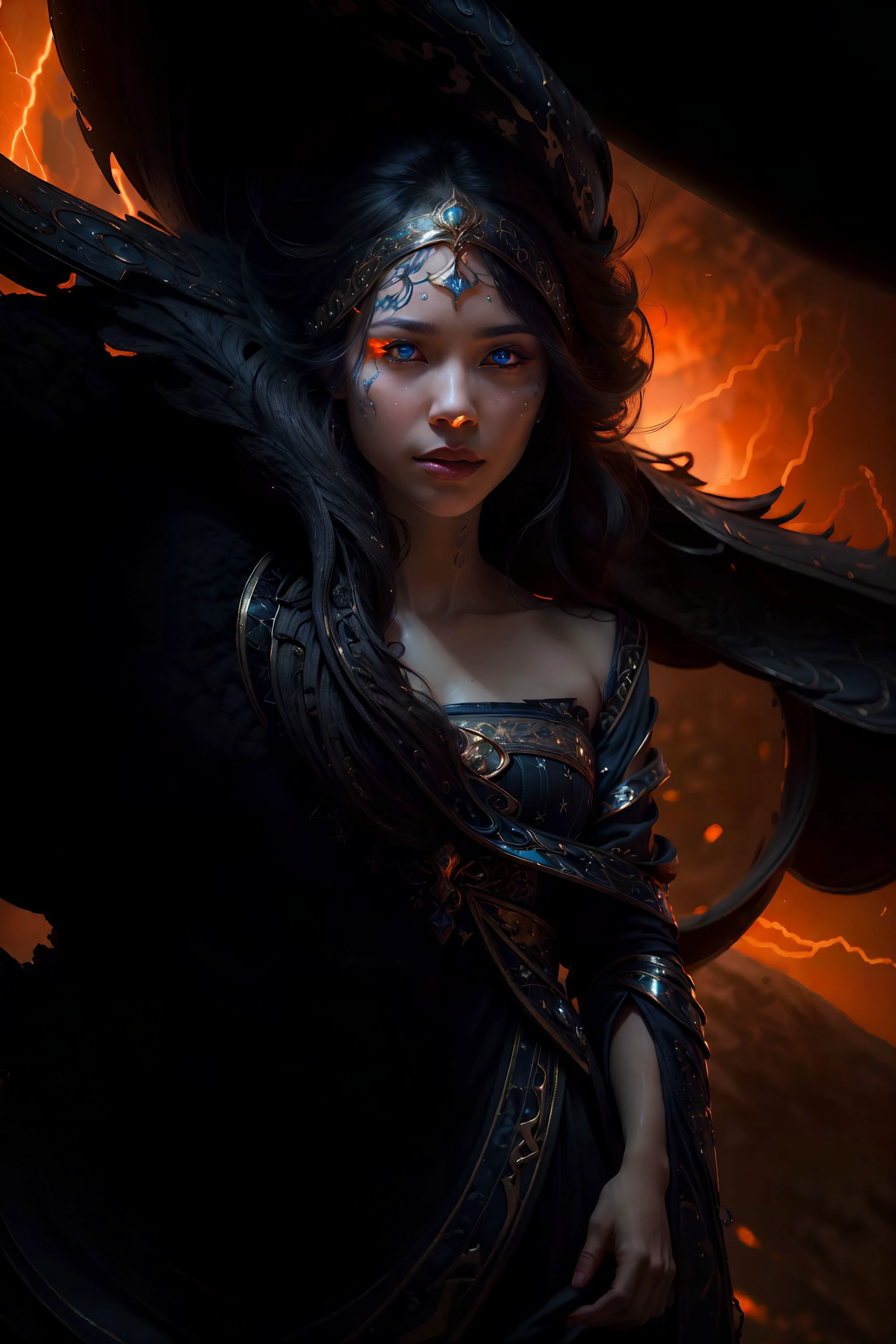 (8k, RAW photo, best quality, masterpiece:1.2), ((beautiful cg model face:1.3)), (photorealistic:1.2), ((best quality)), ultra high res,extremely detailed CG unity 8k wallpaper, cinematic lighting, (masterpiece, best quality, intricate details, chromatic aberration), (realistic),(skin),
<lora:phoenixdressV.2:0.55> (1 gorgeous beautiful 22 year old sexy women:1.1), water mage <lora:YinaSky:0.55>, calling down the lightning lightingvfx <lora:LightingVFX:0.35>, with a dragon, long dragon,loong <lora:loong2:0.8>, wearing dragon scale stylecloths, cute girl, slim body, (idol, mixed),
<lora:hiqcg_body_epoch:0.2>,
tempting pose,( long legs:1.2), ((intricate detailed)), ((Hyperrealistic)), absurd res, young woman, highly detailed, illustration, long hair, brown eyes, perfect eyes, beautiful detailed eyes, seductive eyes, looking at the viewer ,
perfect hands, detailed fingers, earrings, detailed background,
sunlight on her face, a look of joy,bright light open space, green fields, peacfull landscape, beautiful flowers, looking up to the sky, a spiral water, a woman controlling the water,a woman with water dragons<lora:waterVFX:0.85>,
V0id3nergy<lora:kVoidEnergy:0.0555> (bright light:1.1), immersive atmosphere, (chiaroscuro:1.6),
<lora:LowRA:0.6>,<lora:add_detail:5>,