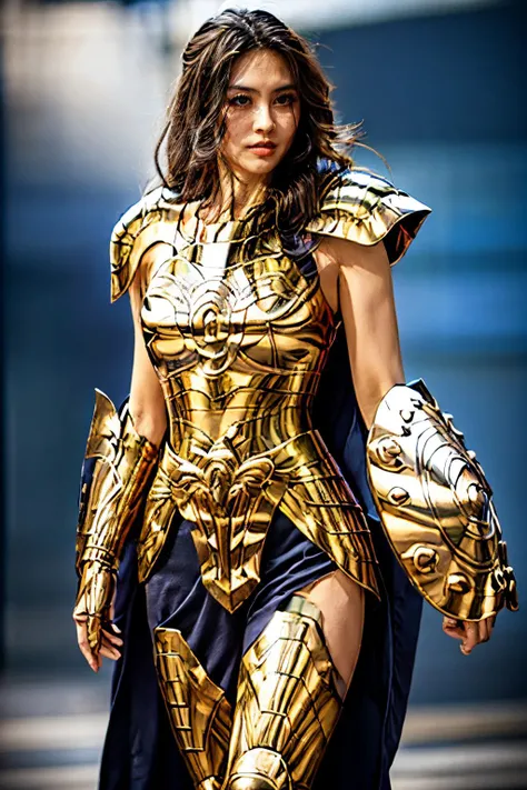 masterpiece,best quality,highres,1girl,yekaiwei,<lora:yekaiwei_chill_v2-06:0.8>,solo,armor,arm_shield,looking at viewer,arms at side,greece \(hetalia\),(gold armor),god_cloth,<lora:libra:0.8>,<lora:add_detail:1>,(large breasts:1.4),