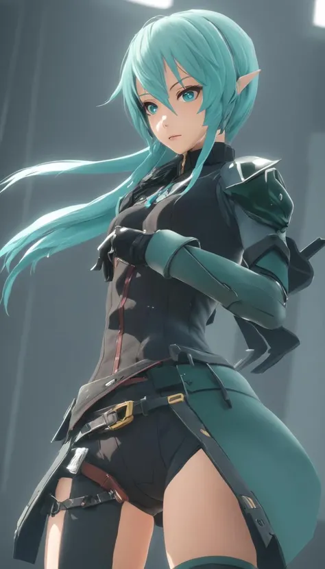 Cinematic scene, portrait, close-up, female rogue, detailed background, masterpiece, best quality, high quality, absurdres,  mikumikudance <lora:mikumikudance_medium:1>