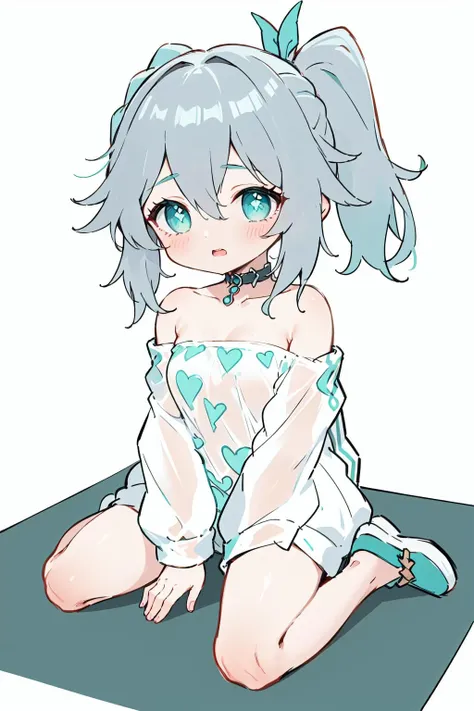 aqua outfit-yam pastry, 1girl,grey hair, solo,side ponytail,solo,milf, blush, looking at viewer, open mouth,
from,
masterpiece, best_quality, clear details,1girl, cowboy_shot,(wariza on_floor),
white_background,simple_background <lora:char-nahida-ori3:1> <lora:OUTFIT-marvelous_yam_pastry-000006:1>