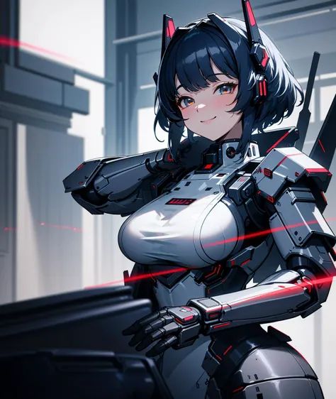 4K, Masterpiece, highres, absurdres,natural volumetric lighting and best shadows, smiling,deep depth of field, sharp focus,edgMechagirl, a woman in a mecha outfit,futuristic armor,wearing edgMechaGirl cyber_armor,cowboy shot<lora:edgMechagirl:0.7>