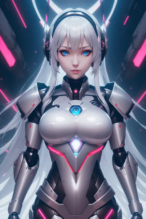 a  portrait of a long-shanked [enchantress|goddess] miko, (edgMechagirl, a woman in a mecha outfit,futuristic armor,wearing edgMechaGirl cyber_armor :1.2), <lora:edgMechagirl:0.5>,  perfect face, pretty face, ice blue eyes, silver hair, short hair, large breasts, lush detail, absurdres, at a shrine,