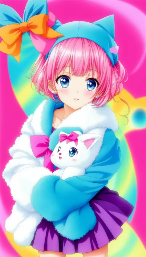 anime!! 90s kawaii anime! pastel plush! iridescent