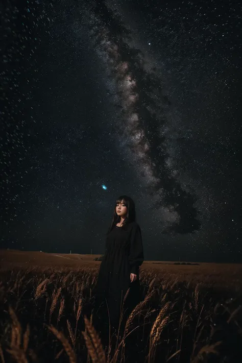Girl standing in barley field, blue sky with rainbow, dappled sunlight, film grain, depth of field, analog film style, vivid color, 1girl, slender body, (full body:1.3), beautiful eyes, beautiful symmetrical face, (puffy hair, long hime cut, bangs), shirt, skirt, (dark photo, grainy, dimly lit:1.3), (masterpiece:1.2), best quality, high quality, (realistic, photo-realistic:1.4), illustration, an extremely delicate and beautiful, 8k wallpaper, UHD, ultrarealistic, noise<lora:JPfilmColor_Heavy_grain:0.5><lora:k-seuta05:0.3><lora:k-seutahl-01:0.45>