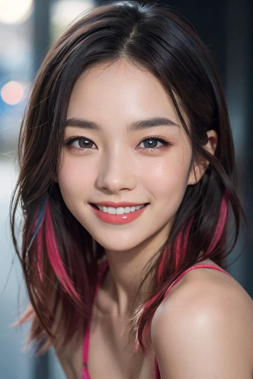 matte skin, masterpiece:1.20, simple watercolor:1.5, uhd, hdr, 8k, ray tracing:1.20, cinematic lighting, studio lighting, vibrant colors, vivid colors, ISO 300, F/2,8, 38 mm, film grain, Fujifilm XT4, Award-winning facial portrait of idol, beautiful stunning girl, smile, detailed eyes, clear and vivid eyes, symmetric eyes, parted lips, glossy skin, detailed skin texture, feminine, portrait, happy512