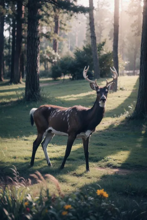 <lora:slg_v22:0.7> slg, forest, grass,sunlight, Tyndall effect,dramatic lighting,
antlers deer, (giant antler:1.2),
<lora:FilmVelvia3:0.6>