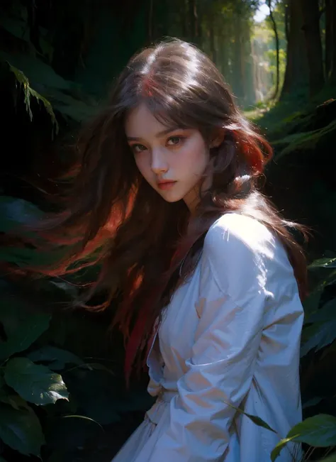 official art, masterpiece, best quality,
Subtle narrative, enigmatic atmosphere, atmospheric perspective, fluid movement, ethereal quality,
Dramatic Lighting, Bold Coloration, Vibrant Warmth,
slg,forest,path,waterfall,grass,
1girl,scarlet art, iridescent hair,
Freedom,
<lora:OilPaint:0.7>Style by NTY,
<lora:slg_v22:0.74>