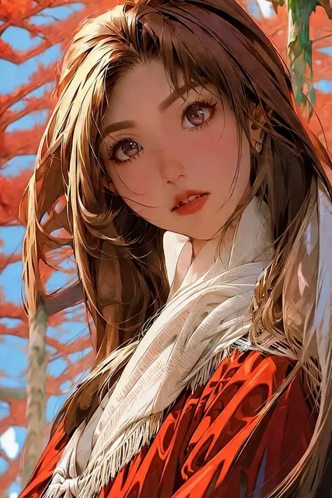 1girl,grass,Red trench,best quality, masterpiece, Rich in detail,brown hair, intricate, elegant, highly detailed, majestic, digital photography, (masterpiece, sidelighting, finely detailed beautiful eyes: 1.2), hdr, <lora:slg_v11:0.6>, <lora:jieji:0.8>