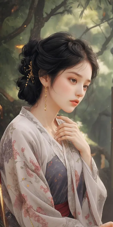 1girl,black hair,updo,(floating),beautiful long legs,soft focus, evening , <lora:anxiang:0.55> <lora:slg_v22:0.6>