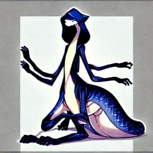 1_creature, wavy_body, flat_body, pointed_face, flat_head, tail, inhuman, androgynous, no_wings, no_paws, no_shell, no_human_traits, raised_arms, ((extra_arms, 4_arms, 4_hands)), 2_left_arms, 2_right_arms, 4_legs, symmetrical_limbs, 8_limbs, 3_fingers, no_thumbs, 3_toes, frog_toes, 2_eyes, small_eyes, no_mouth, no_hooves, no_paws, 4_arms, (cobra_hood, flesh_hood, hood_connected_to_forehead), ((gills_on_neck)), vertical_nostrils_down_face, visible_face, shaded_eyes, (no_mouth, mouthless, wide_neck, flat_neck, no_nose), 4_arms_visible, smooth_skin, (snake_body, worm_body, slender_body, long_body, slender_taur_body, slender_lower_body, slender_abdomen, tapered_face, pointed_face) thick_tail, tapered_tail, (quadrapedal), purple_skin, pale_underbelly
swamp_background
((high_quality_image, masterpiece_quality, ultra_detailed, highly_detailed_image, highly_detailed_arms, highly_detailed_gills, highly_detailed_face, highly_detailed_hands, good_anatomy, clean_lines, good_lighting, high_contrast, hires))((sfw, rating: safe))