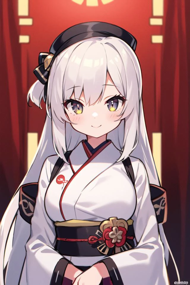 8620 \(maitetsu\),masterpiece, best quality, ultra-detailed, illustration,(eye highlights),((1girl)),looking at viewer,red japanese clothes,ray tracing,long hair,standing,upper body